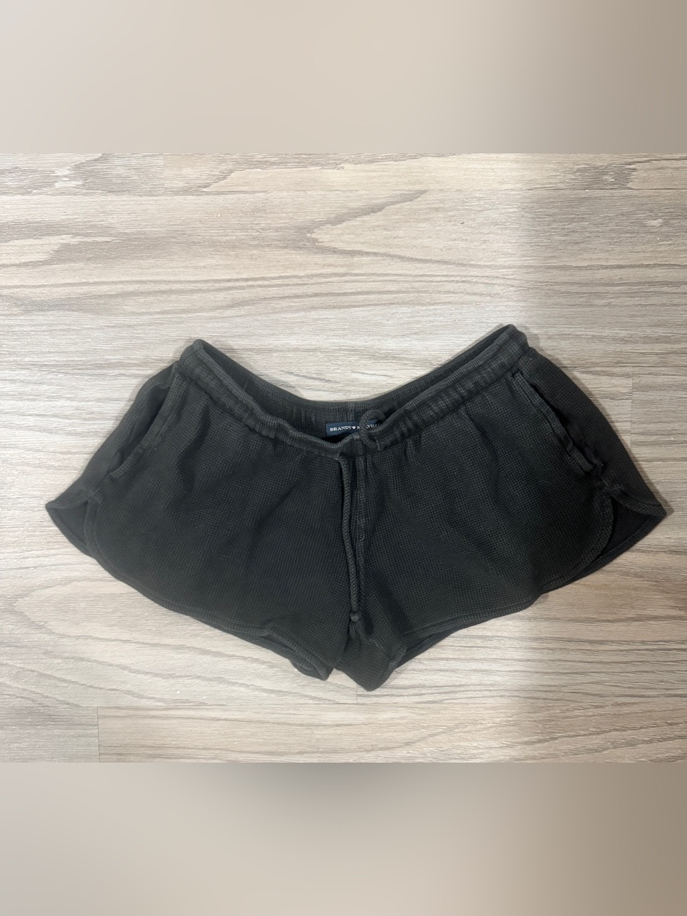 Brandy Melville Black Waffle Knit Low Rise Mini Short Lounge Shorts Casual